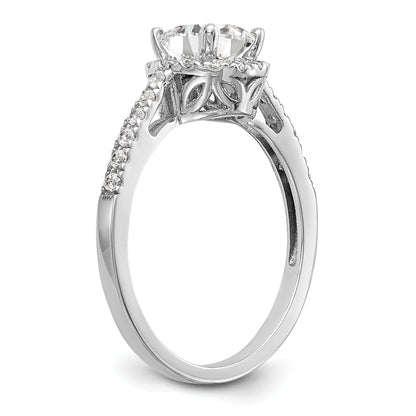 0.25ct. CZ Solid Real 14K White Gold Round Halo Engagement Ring