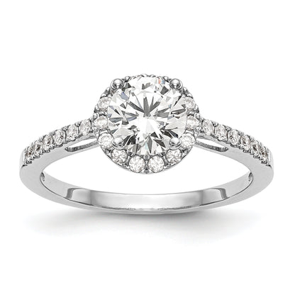 0.25ct. CZ Solid Real 14K White Gold Round Halo Engagement Ring