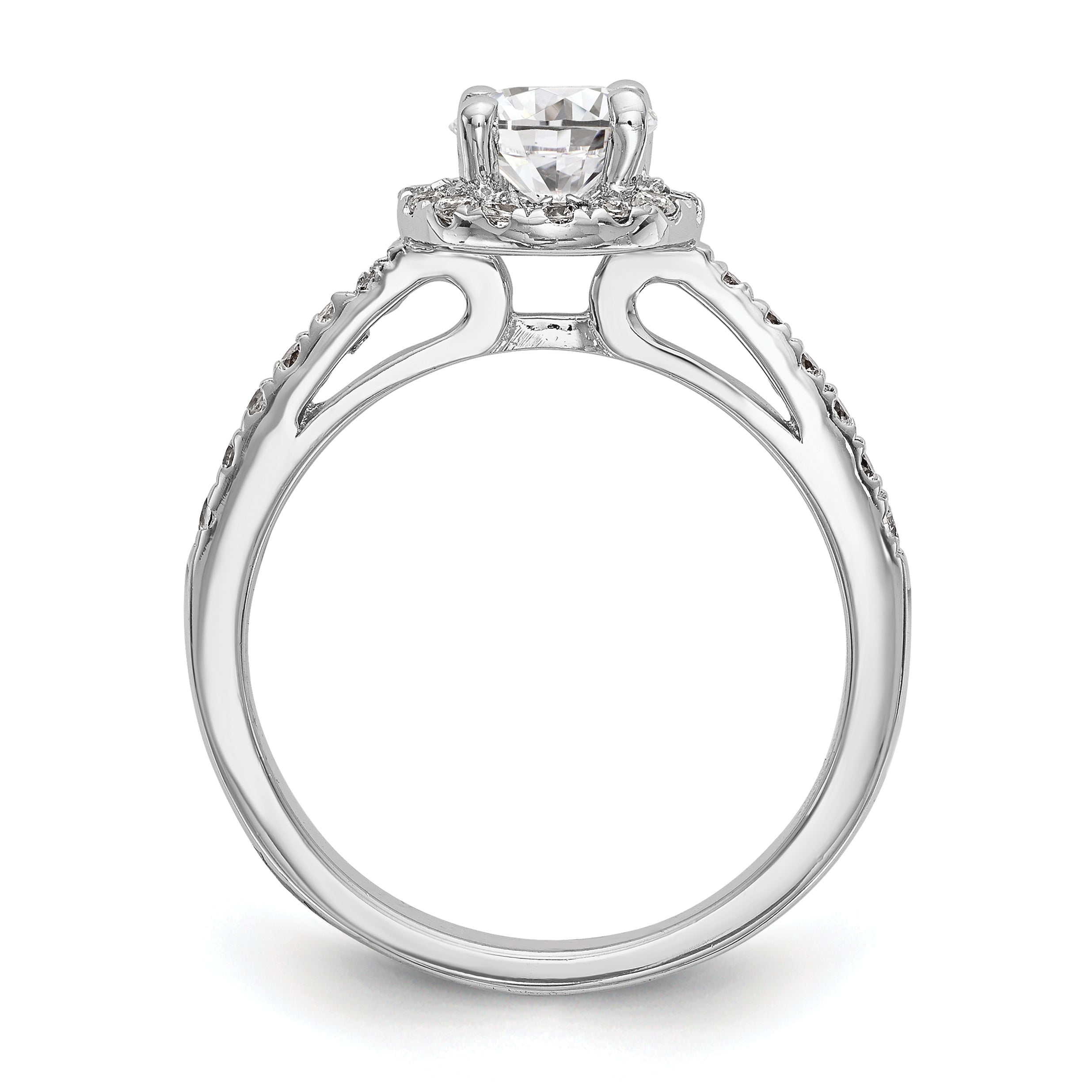 0.50ct. CZ Solid Real 14K White Gold Round Halo Engagement Ring