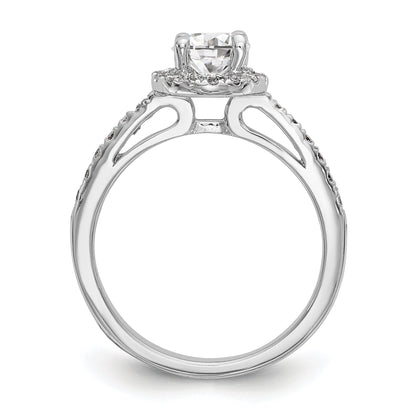 1.00ct. CZ Solid Real 14K White Gold Round Halo Engagement Ring