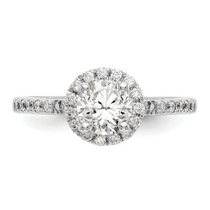 0.50ct. CZ Solid Real 14K White Gold Round Halo Engagement Ring