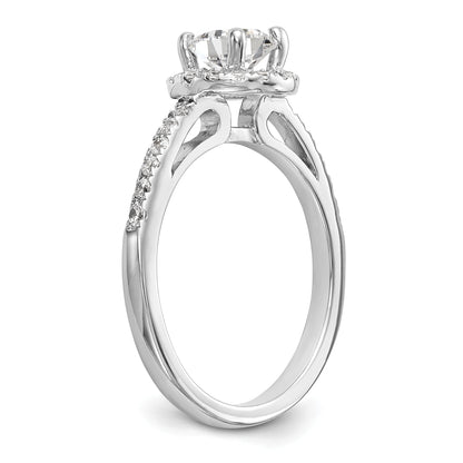 1.00ct. CZ Solid Real 14K White Gold Round Halo Engagement Ring
