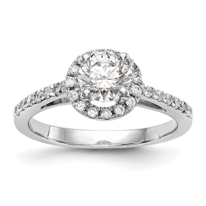 0.50ct. CZ Solid Real 14K White Gold Round Halo Engagement Ring