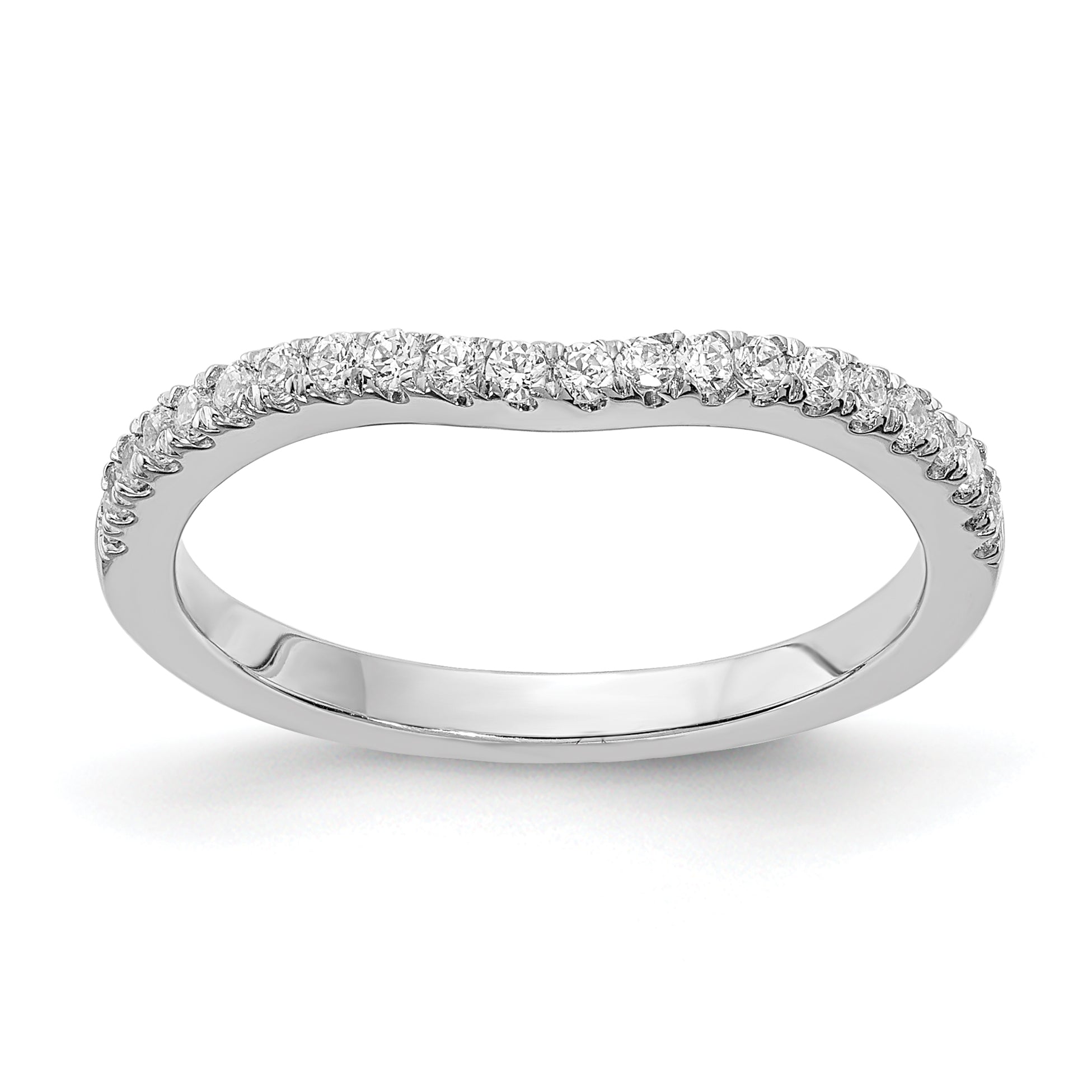 0.18ct. CZ Solid Real 14k White Gold Wedding Wedding Band Ring