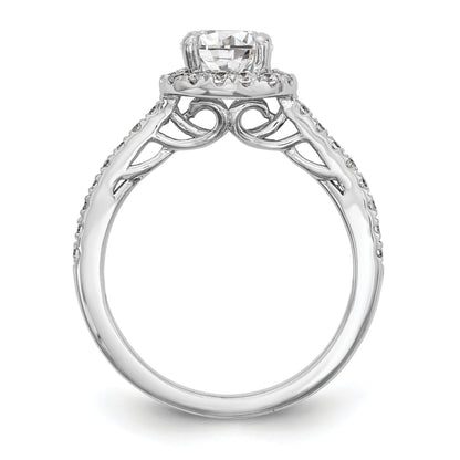 0.50ct. CZ Solid Real 14K White Gold Round Halo Engagement Ring