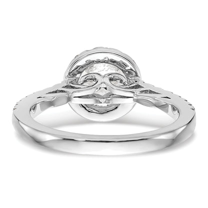 1.00ct. CZ Solid Real 14K White Gold Round Halo Engagement Ring