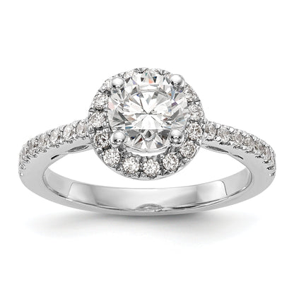 1.00ct. CZ Solid Real 14K White Gold Round Halo Engagement Ring
