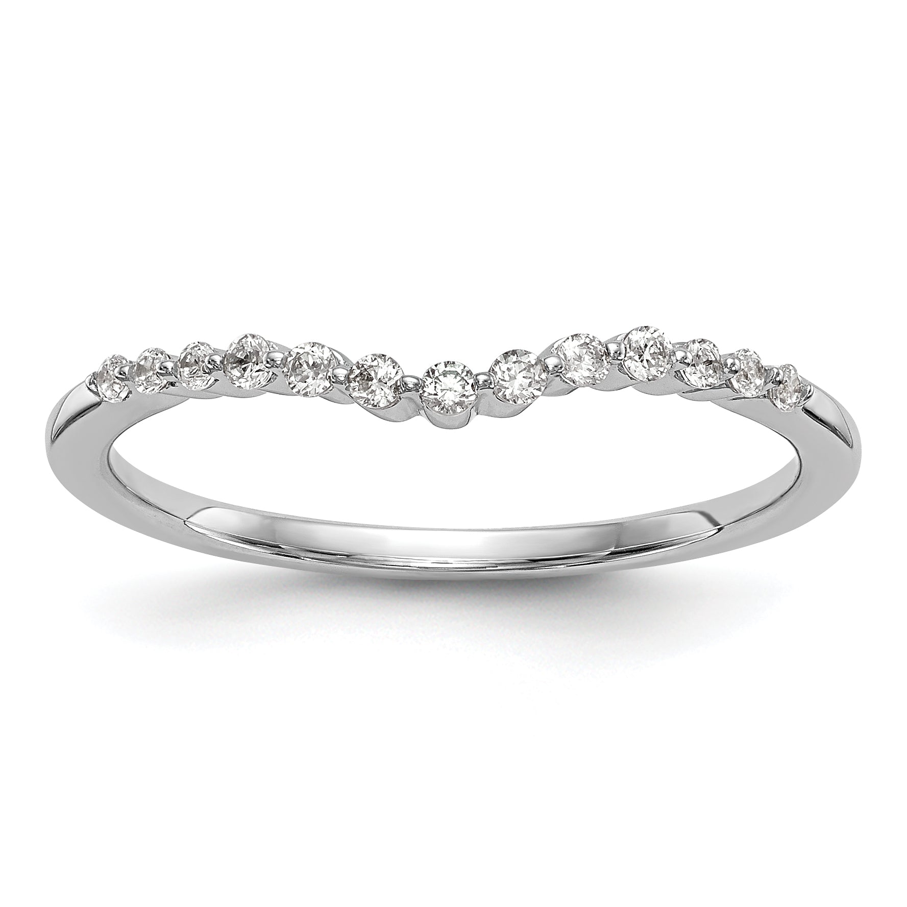 0.15ct. CZ Solid Real 14k White Gold Wedding Wedding Band Ring