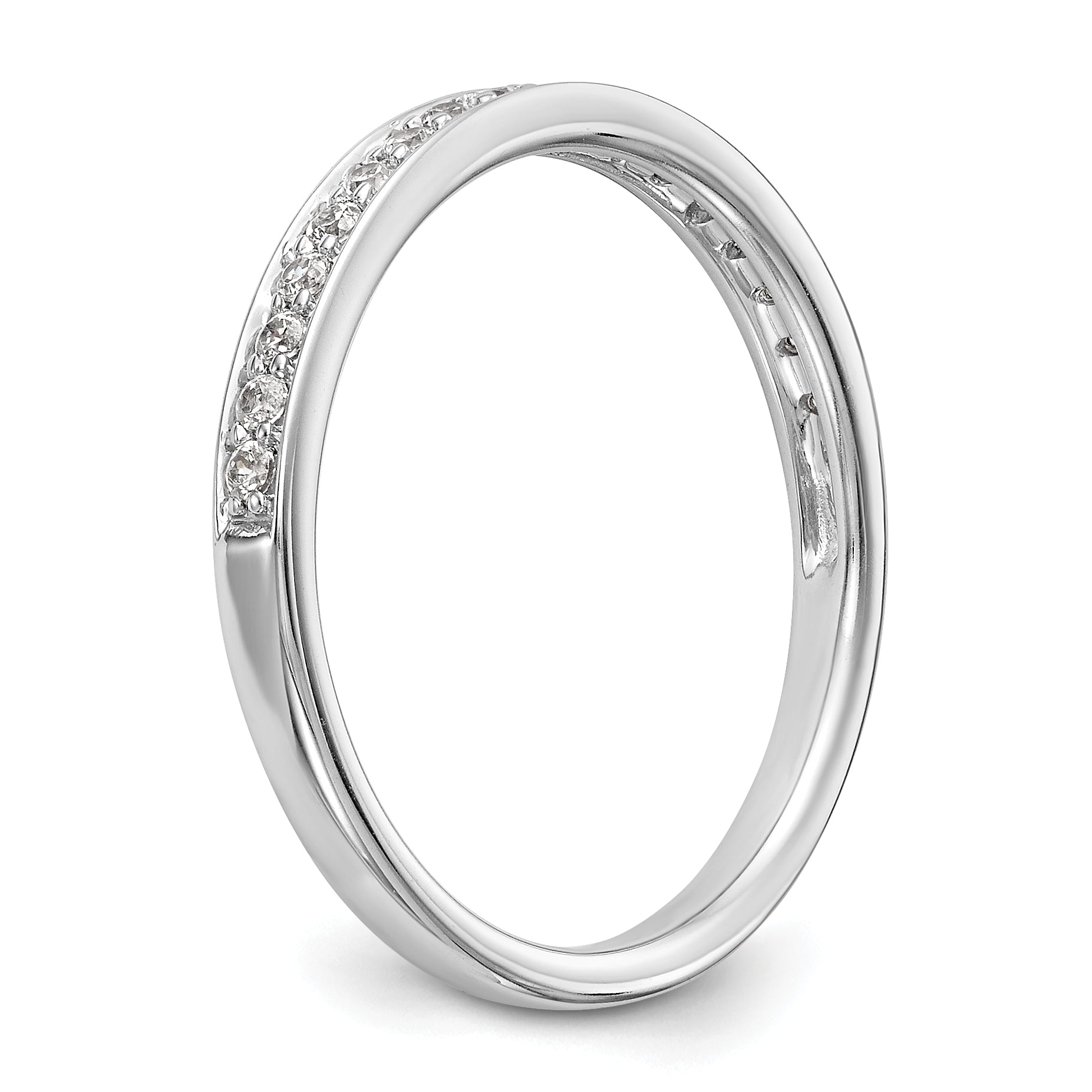 0.18ct. CZ Solid Real 14k White Gold Wedding Wedding Band Ring
