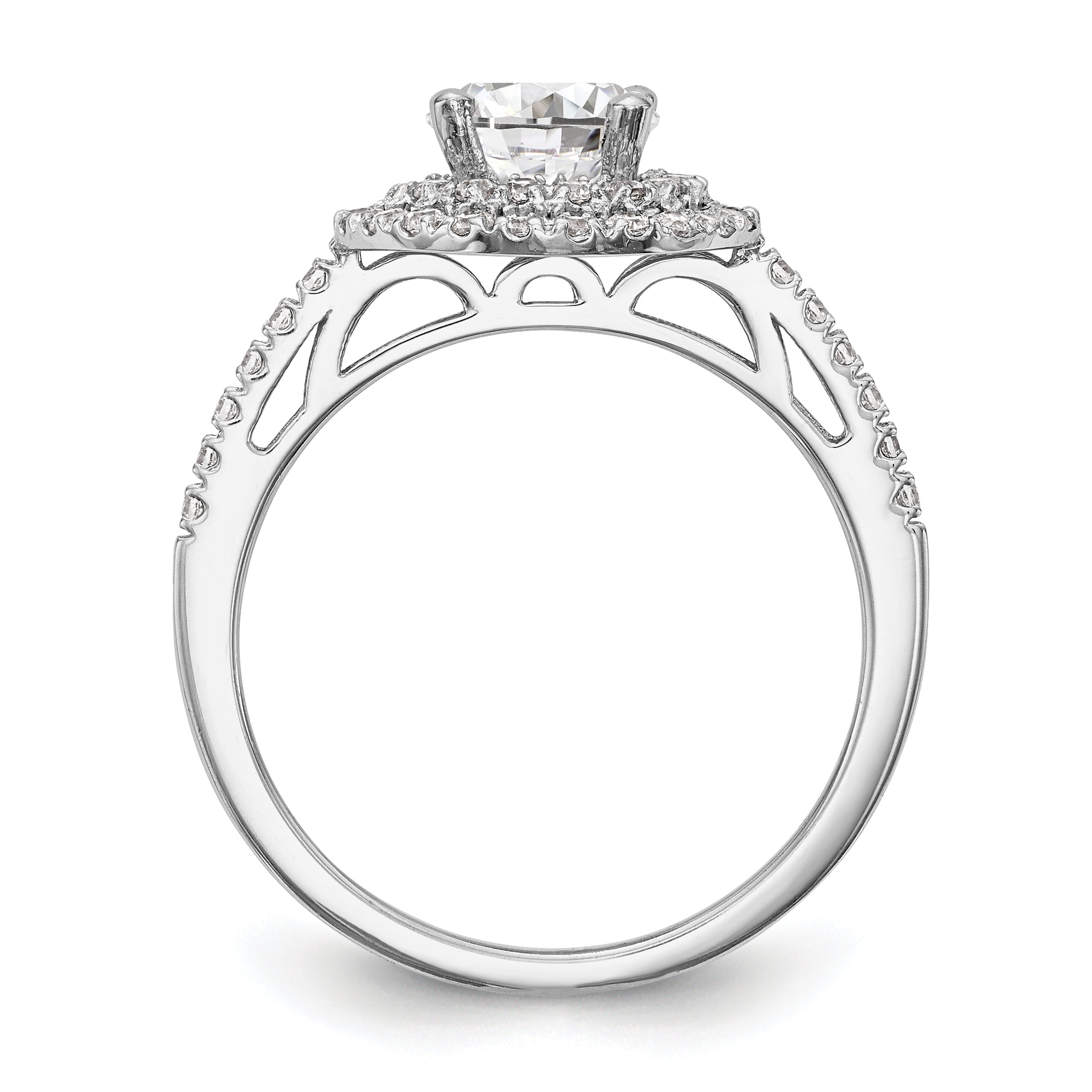 0.25ct. CZ Solid Real 14K White Gold Round Double Halo Engagement Ring