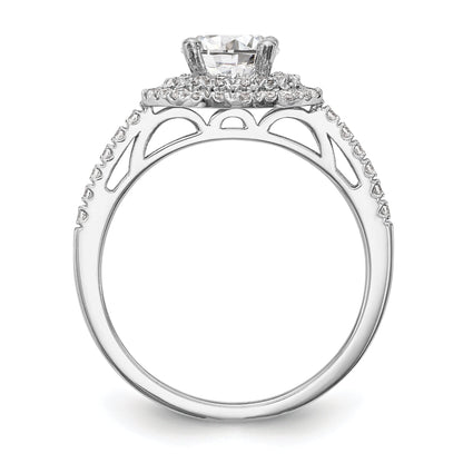 0.25ct. CZ Solid Real 14K White Gold Round Double Halo Engagement Ring