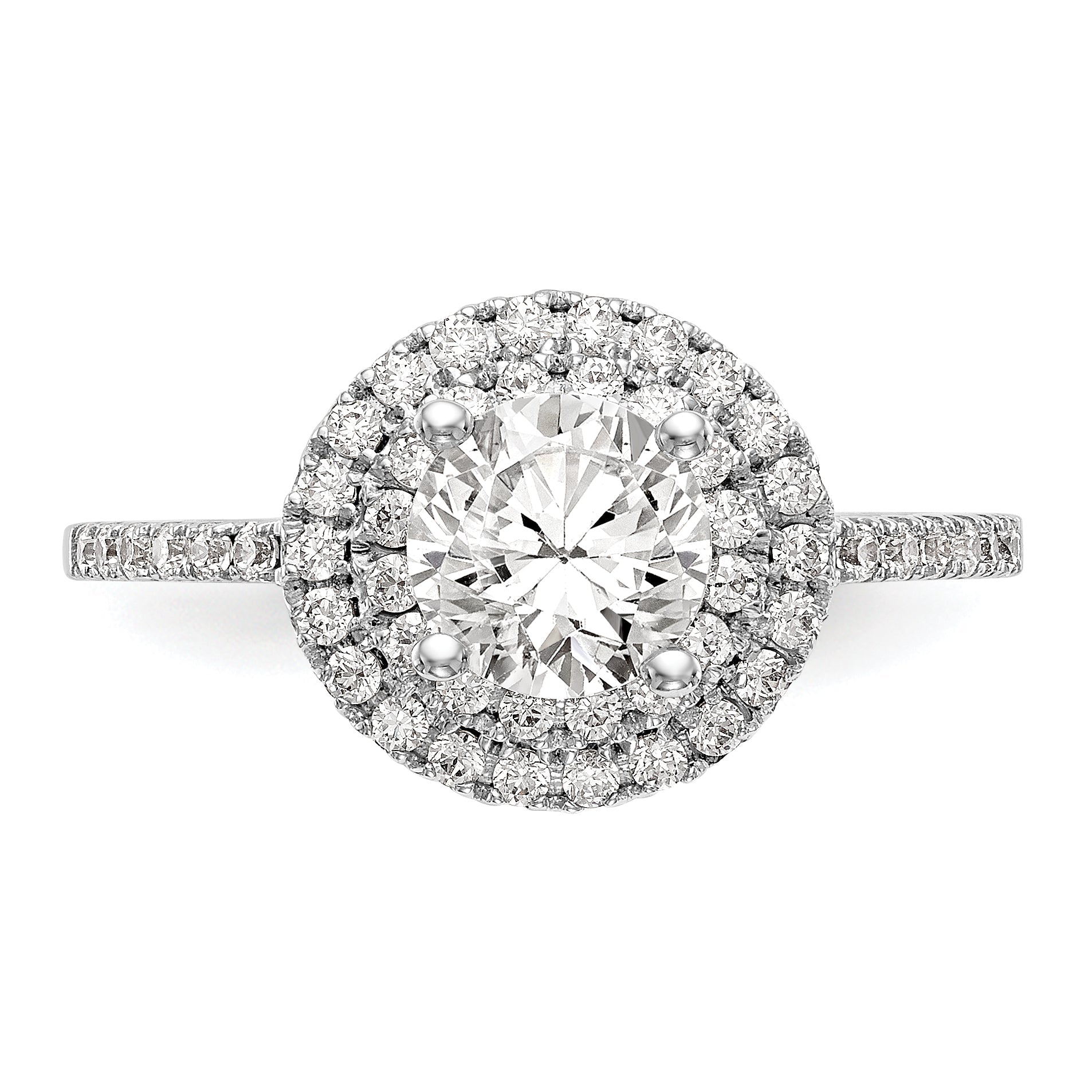 0.25ct. CZ Solid Real 14K White Gold Round Double Halo Engagement Ring