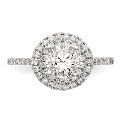 0.25ct. CZ Solid Real 14K White Gold Round Double Halo Engagement Ring
