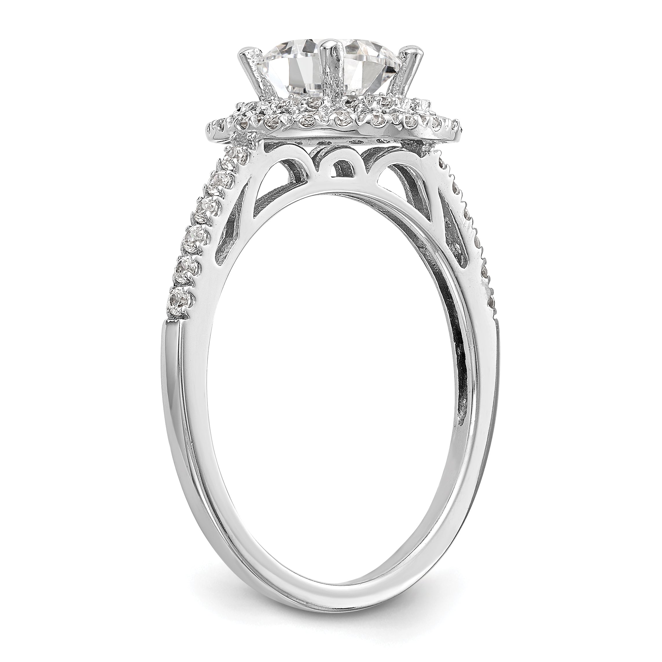 0.25ct. CZ Solid Real 14K White Gold Round Double Halo Engagement Ring