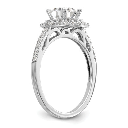 0.25ct. CZ Solid Real 14K White Gold Round Double Halo Engagement Ring