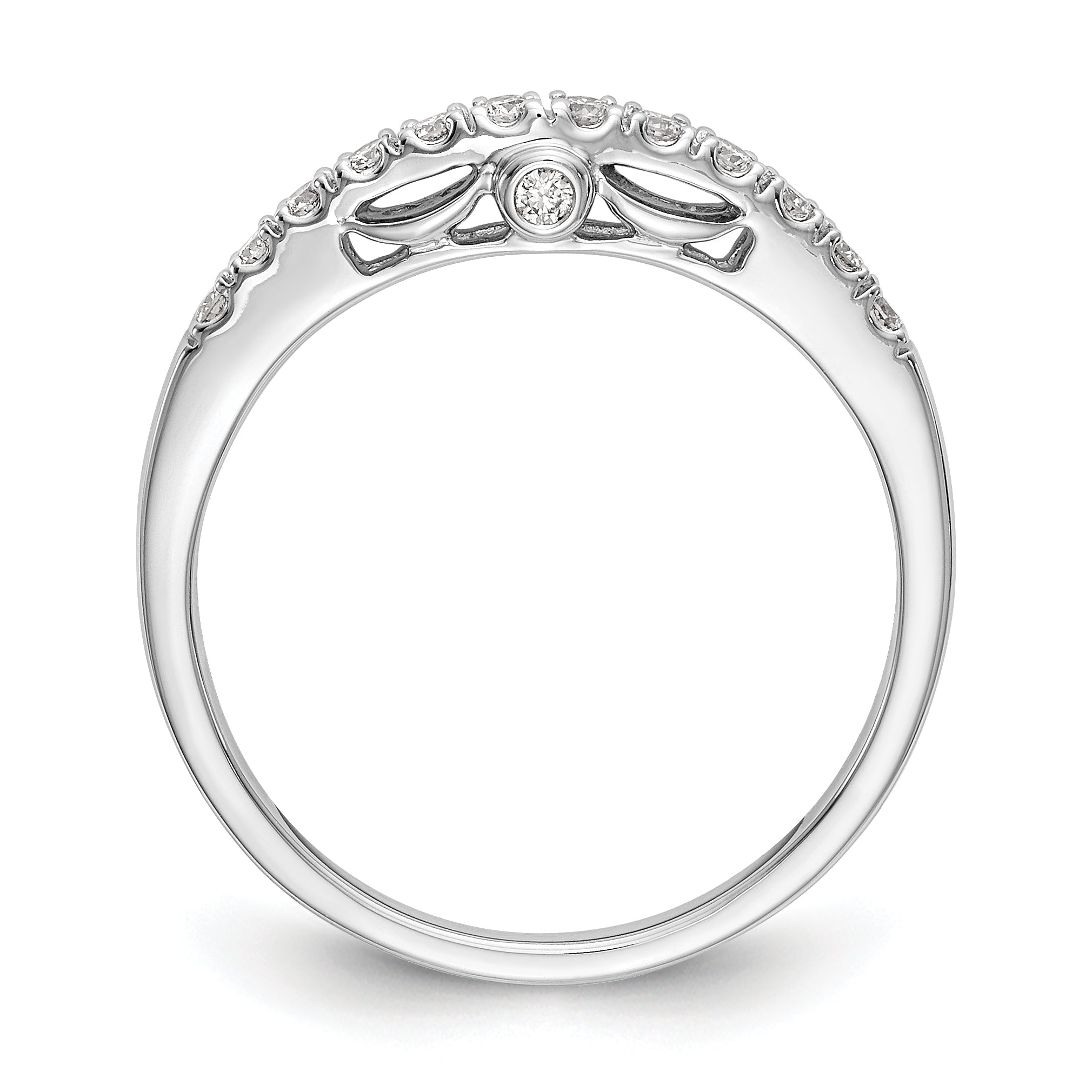 0.16ct. CZ Solid Real 14k White Gold Wedding Wedding Band Ring