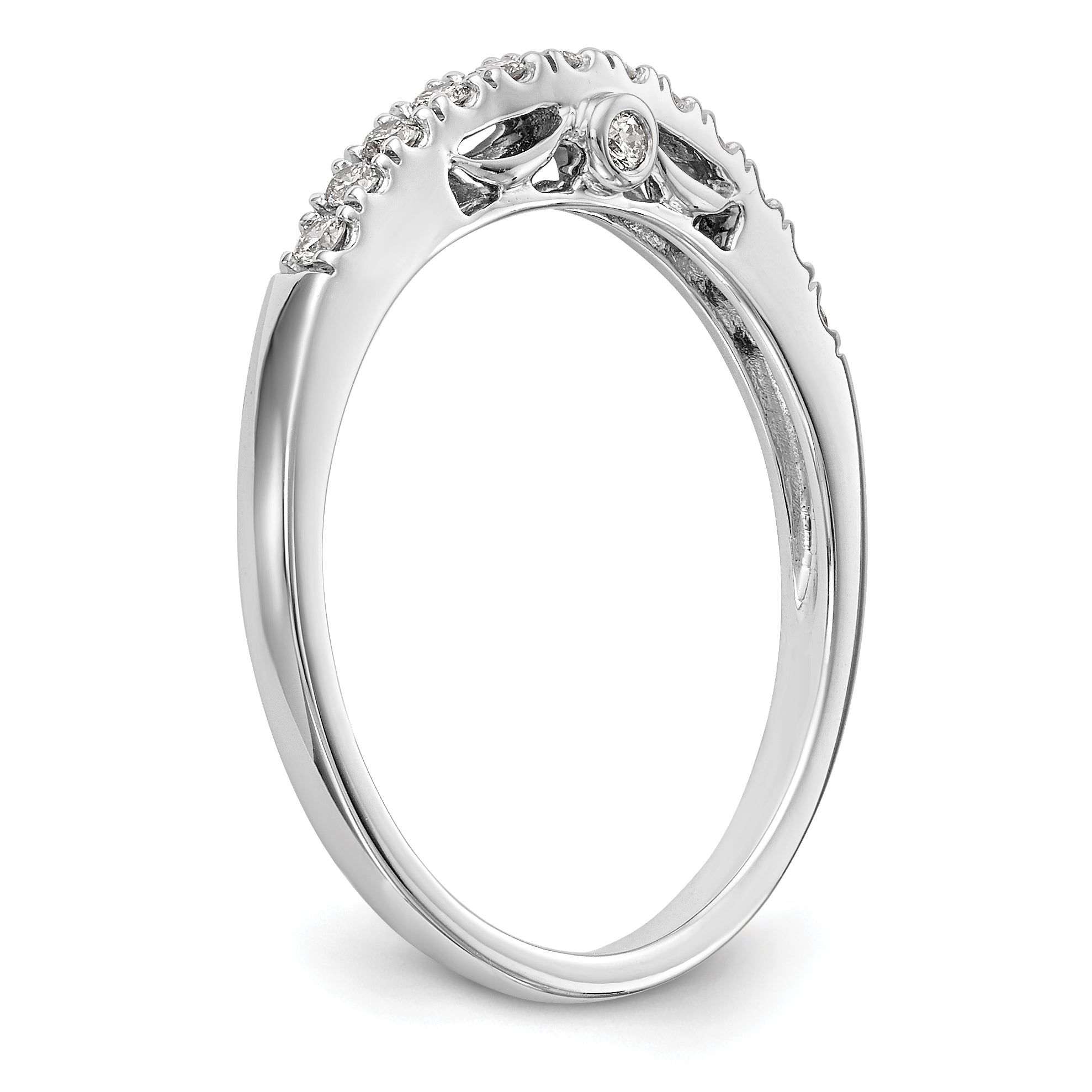 0.16ct. CZ Solid Real 14k White Gold Wedding Wedding Band Ring