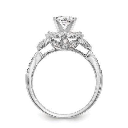 0.40ct. CZ Solid Real 14K White Gold Peg Set Round Halo Engagement Ring
