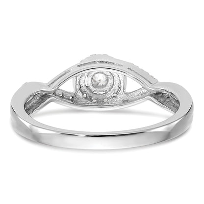 0.10ct. CZ Solid Real 14K White Gold Round Halo Engagement Ring