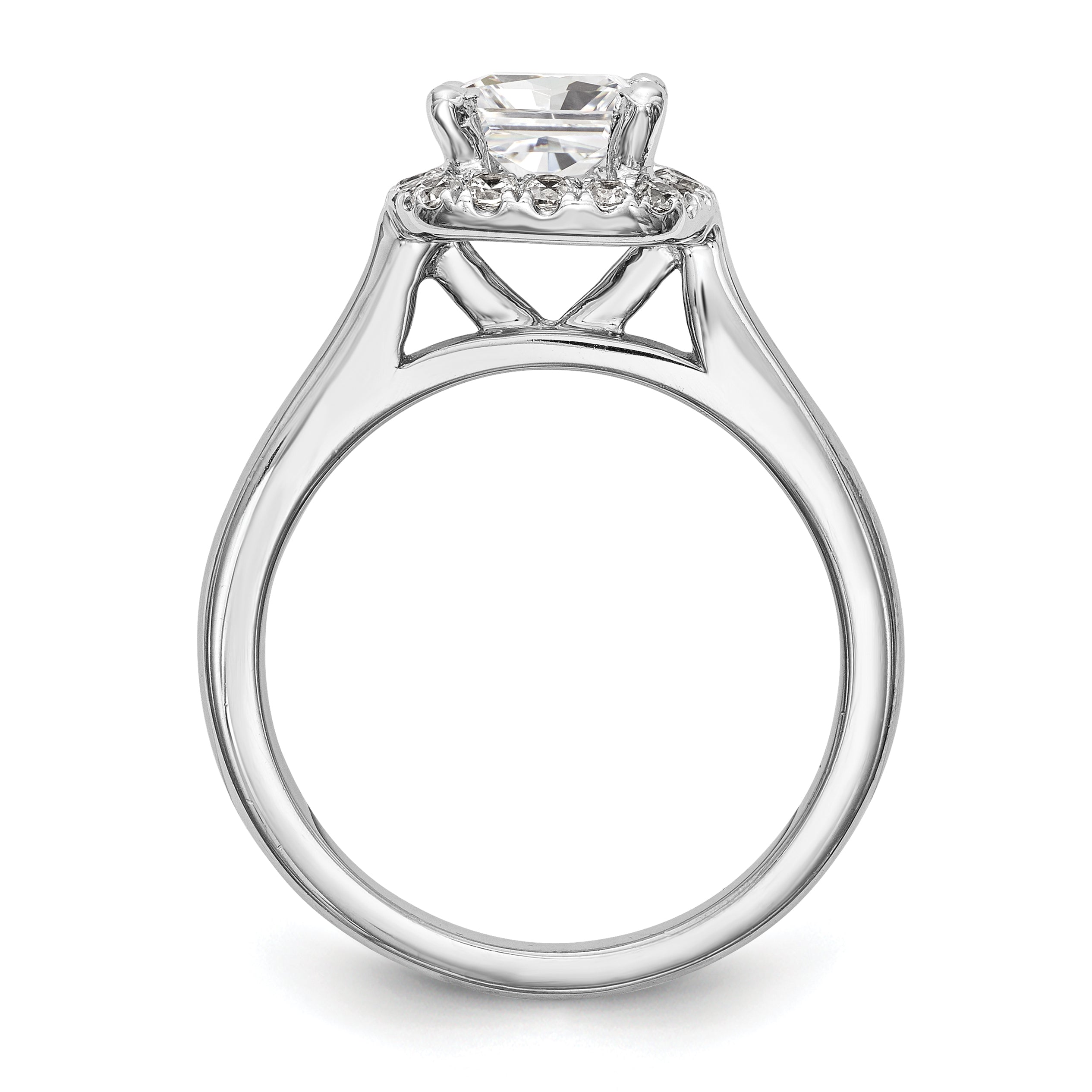 0.50ct. CZ Solid Real 14K White Gold Princess Cushion Halo Engagement Ring