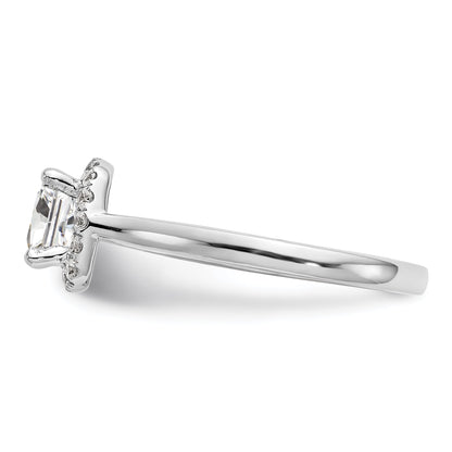 0.50ct. CZ Solid Real 14K White Gold Princess Cushion Halo Engagement Ring