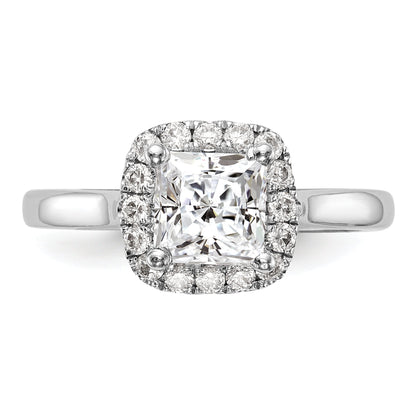 0.50ct. CZ Solid Real 14K White Gold Princess Cushion Halo Engagement Ring
