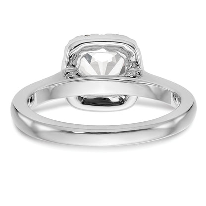 0.50ct. CZ Solid Real 14K White Gold Princess Cushion Halo Engagement Ring