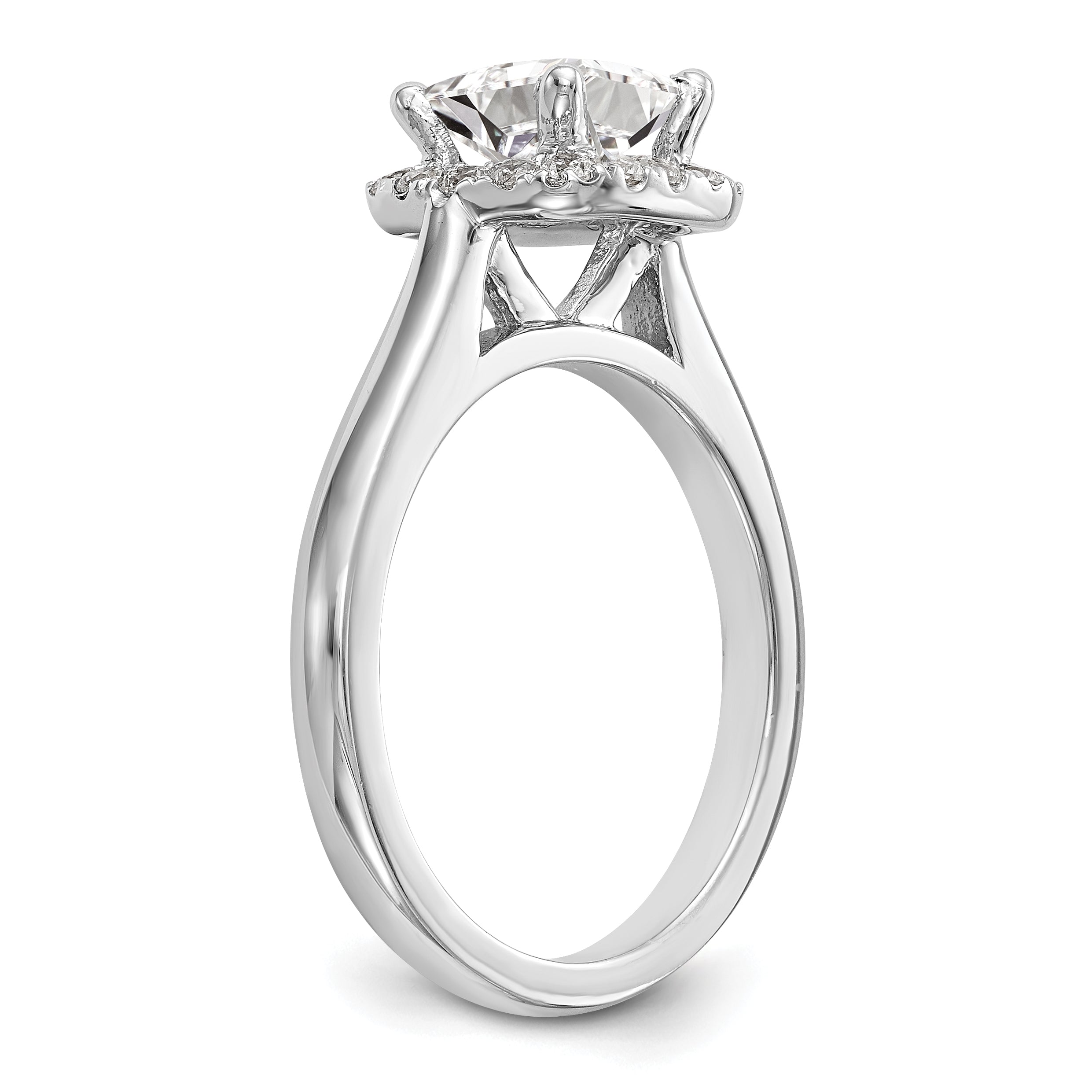 0.50ct. CZ Solid Real 14K White Gold Princess Cushion Halo Engagement Ring
