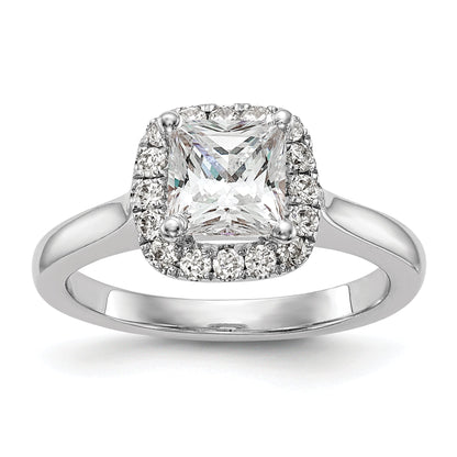 0.50ct. CZ Solid Real 14K White Gold Princess Cushion Halo Engagement Ring
