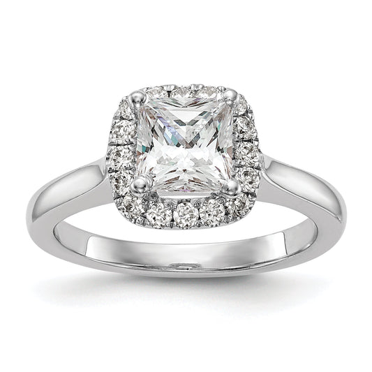 0.50ct. CZ Solid Real 14K White Gold Princess Cushion Halo Engagement Ring