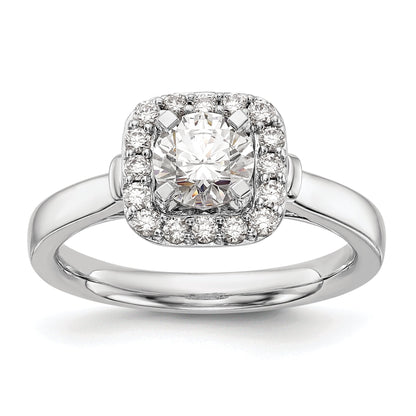 0.24ct. CZ Solid Real 14K White Gold Peg Set Cushion Halo Engagement Ring