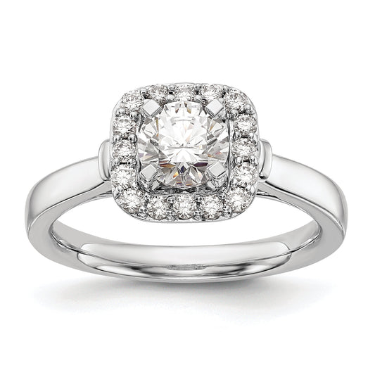 0.24ct. CZ Solid Real 14K White Gold Peg Set Cushion Halo Engagement Ring