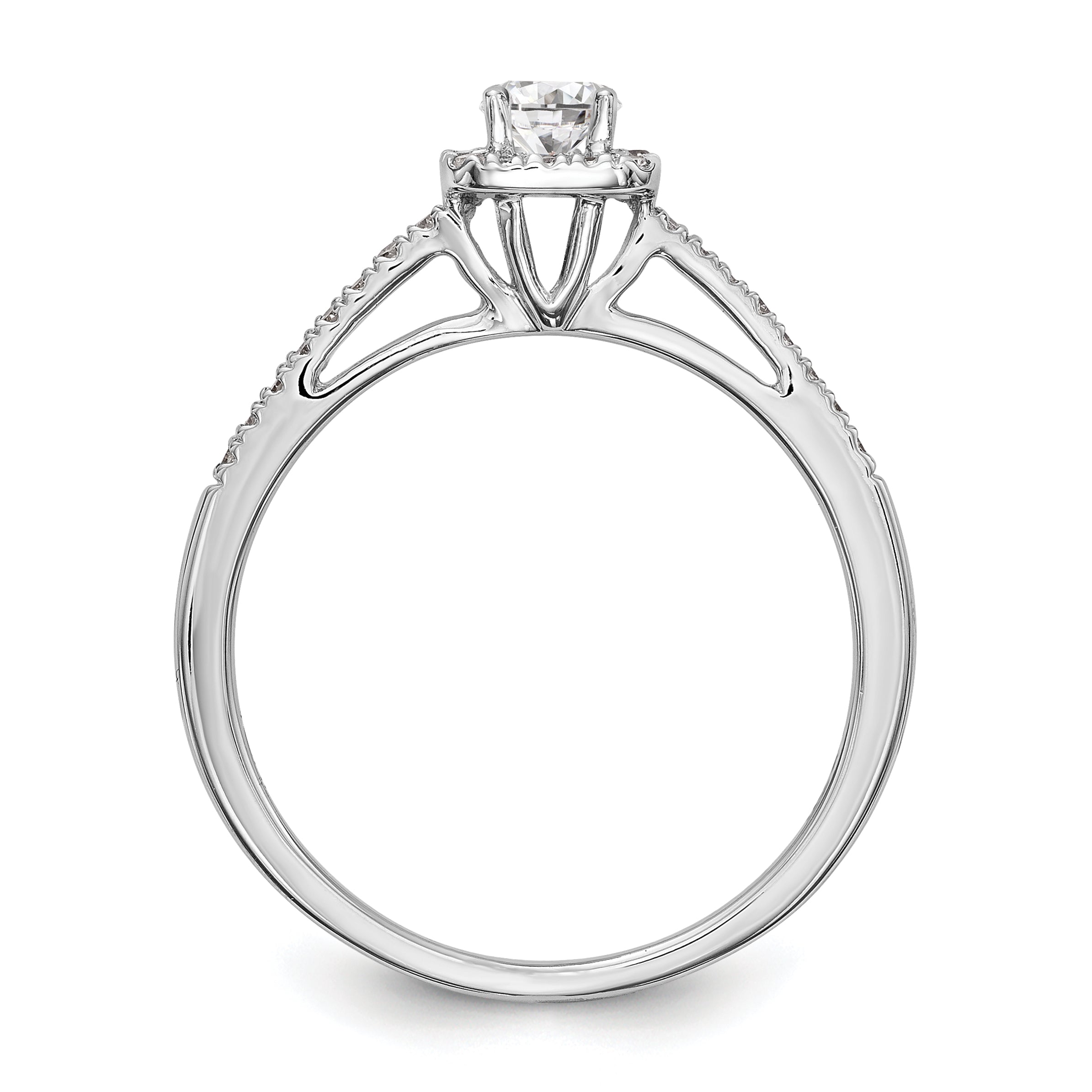 0.20ct. CZ Solid Real 14K White Gold Round Cushion Halo Engagement Ring