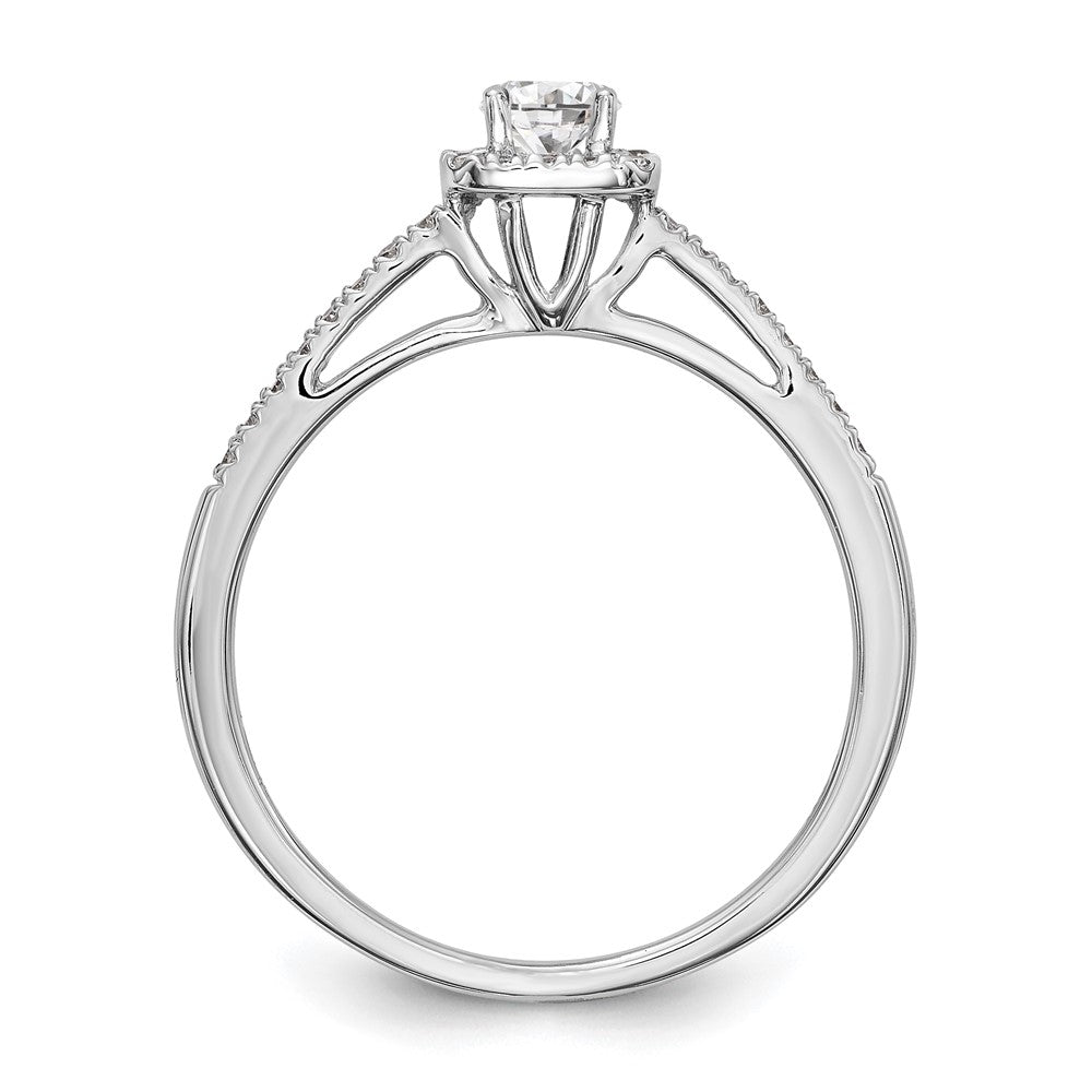 0.37 Ct. Natural Round Diamond Halo Engagement Bridal Ring 14K White Gold