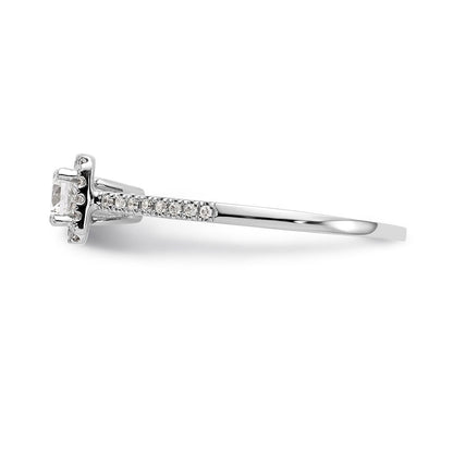 0.37 Ct. Natural Round Diamond Halo Engagement Bridal Ring 14K White Gold