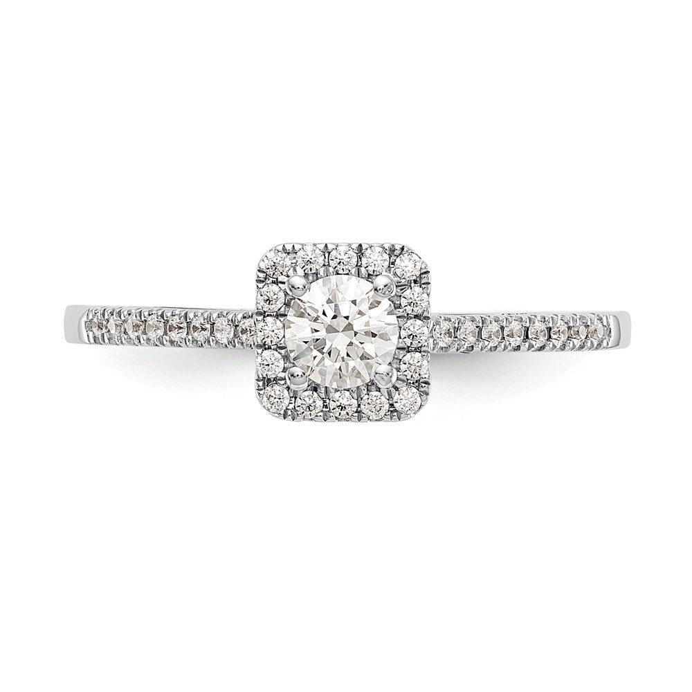 0.37 Ct. Natural Round Diamond Halo Engagement Bridal Ring 14K White Gold