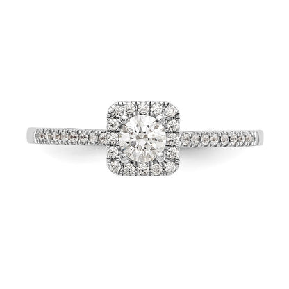 0.37 Ct. Natural Round Diamond Halo Engagement Bridal Ring 14K White Gold