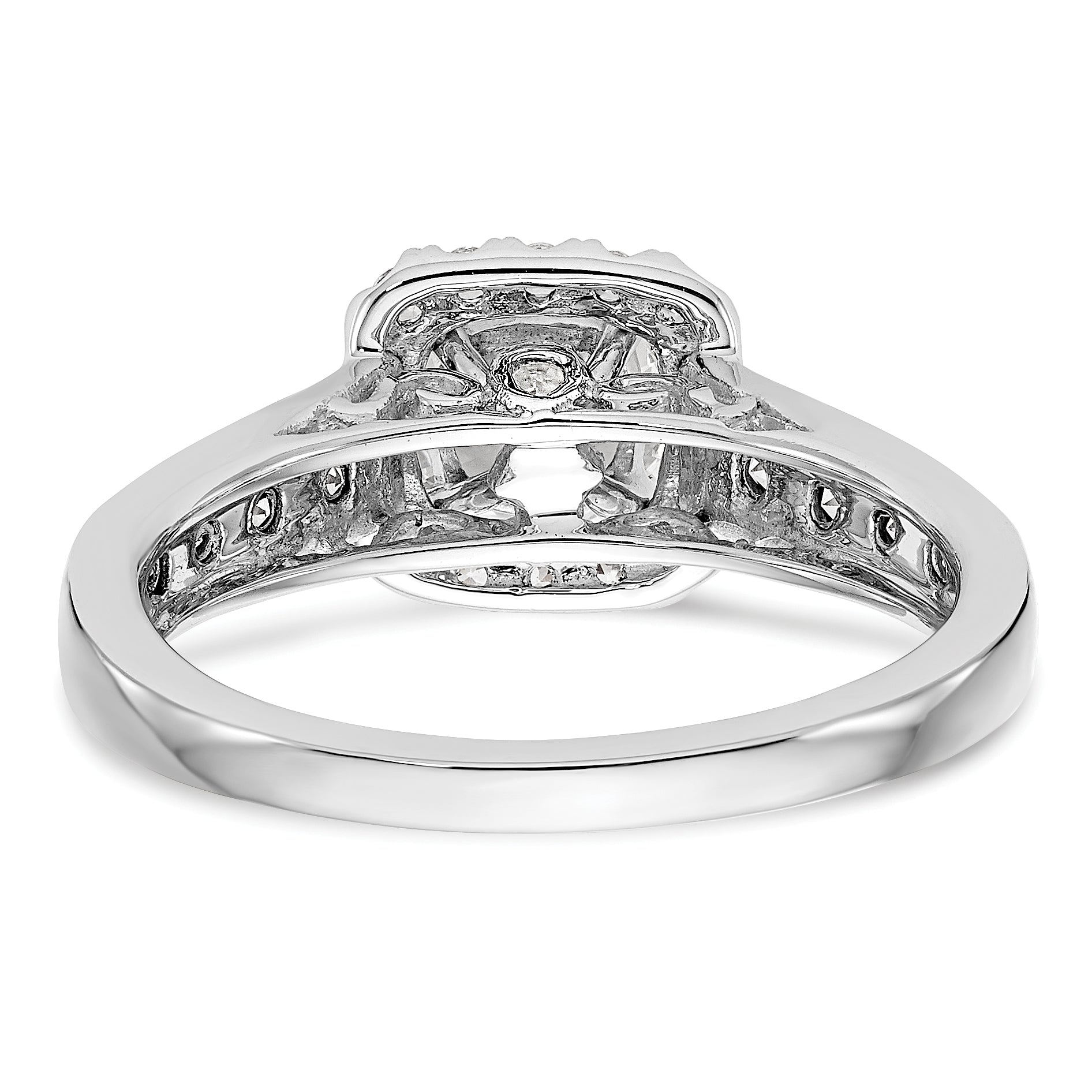 0.53ct. CZ Solid Real 14K White Gold Peg Set Cushion Halo Engagement Ring