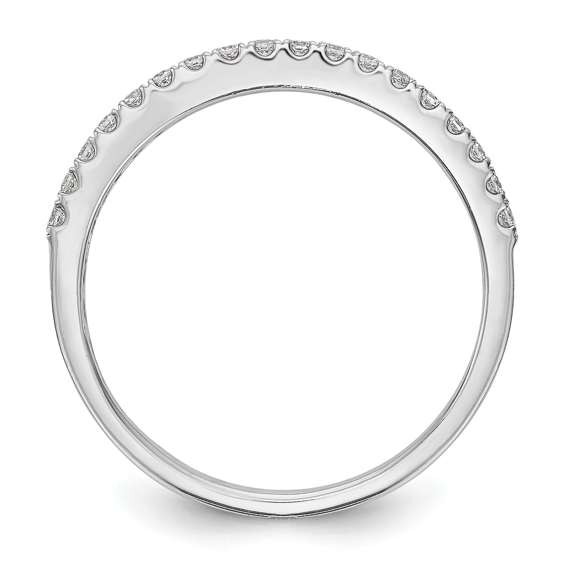 0.18ct. CZ Solid Real 14K White Gold Round Wedding Wedding Band Ring