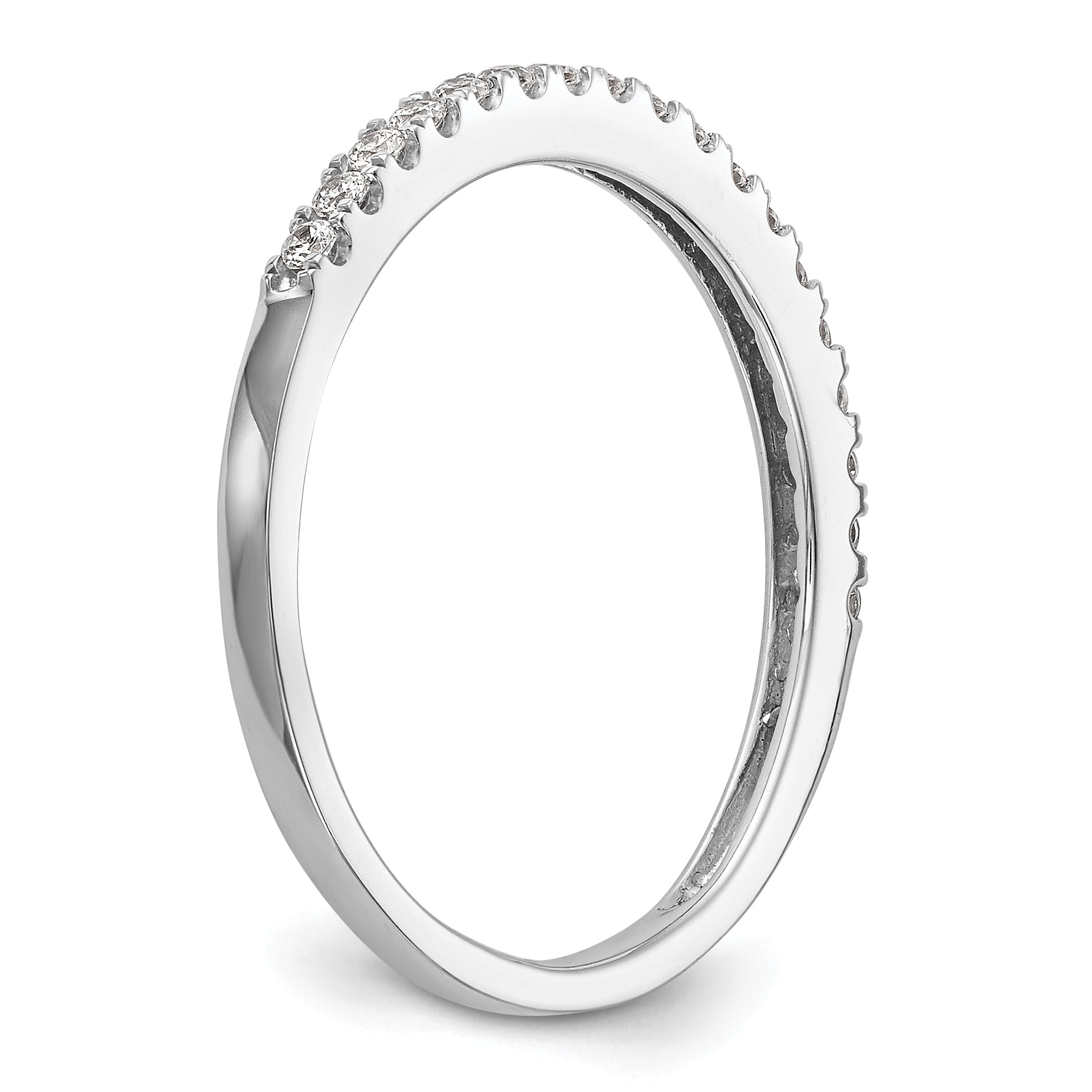 0.18ct. CZ Solid Real 14K White Gold Round Wedding Wedding Band Ring
