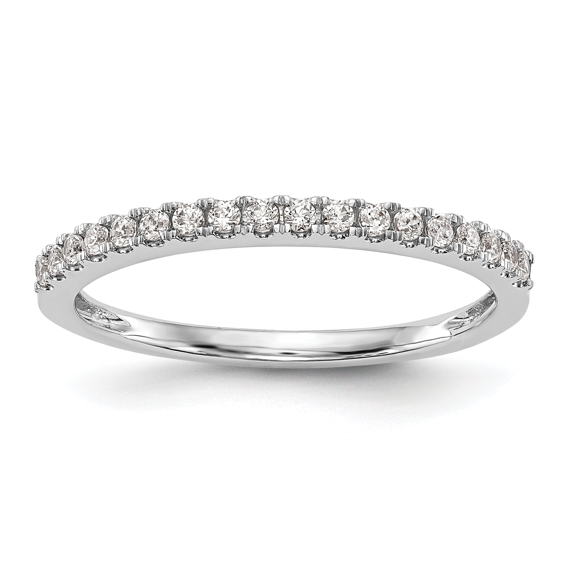 0.18ct. CZ Solid Real 14K White Gold Round Wedding Wedding Band Ring