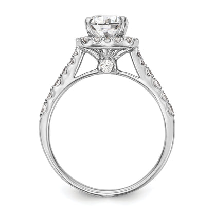 0.53ct. CZ Solid Real 14K White Gold Peg Set Cushion Halo Engagement Ring