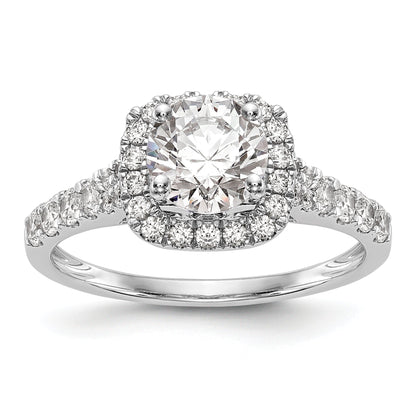 0.53ct. CZ Solid Real 14K White Gold Peg Set Cushion Halo Engagement Ring