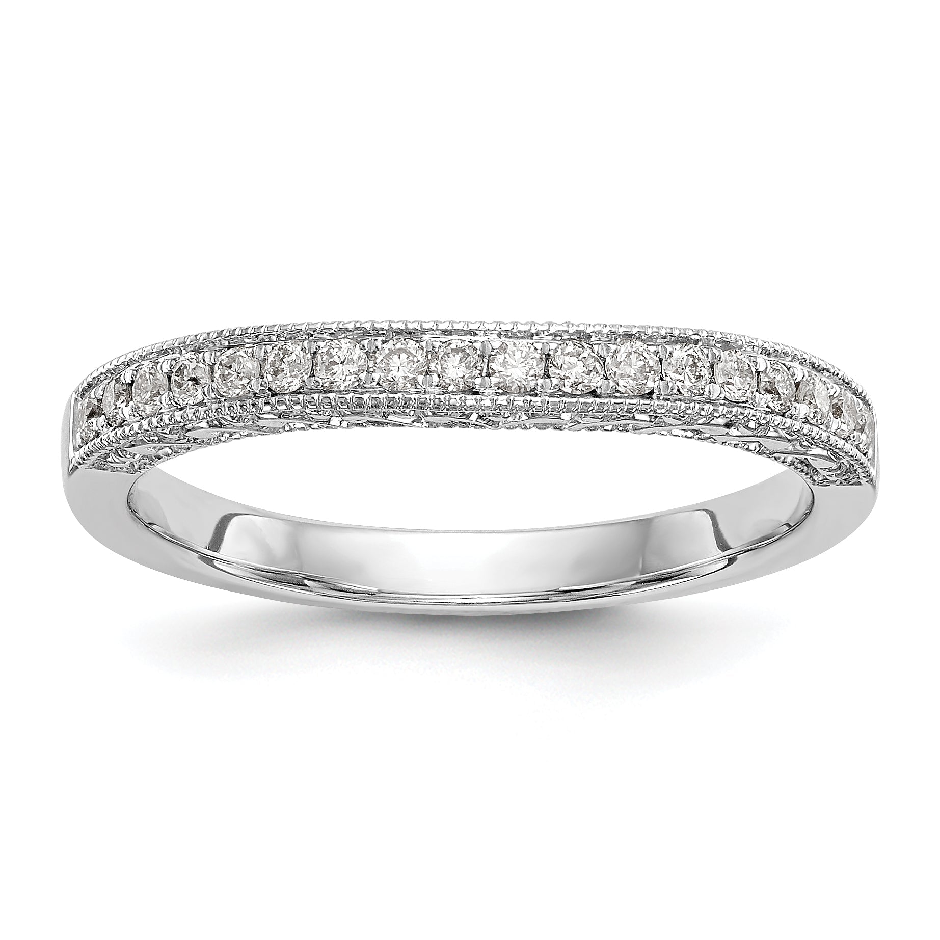0.20ct. CZ Solid Real 14K White Gold Wedding Wedding Band Ring
