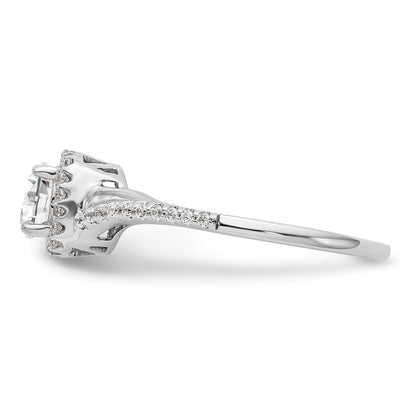 0.50ct. CZ Solid Real 14K White Gold Cushion Halo Engagement Ring