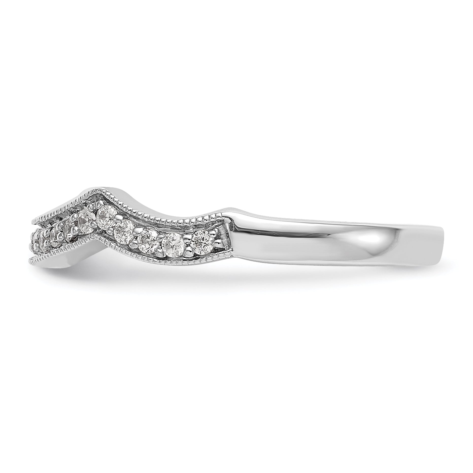 0.17ct. CZ Solid Real 14K White Gold Wedding Wedding Band Ring