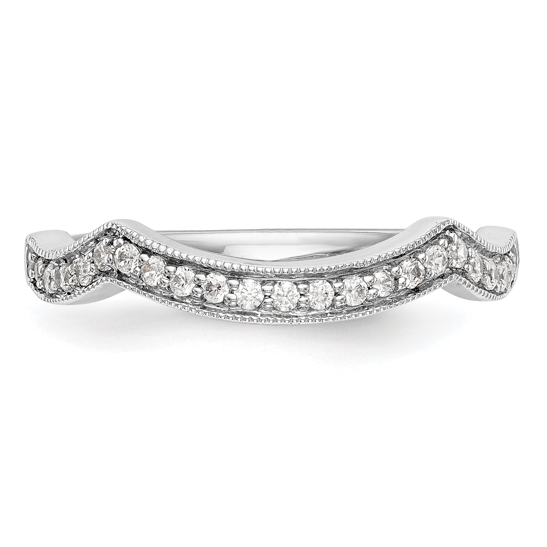 0.17ct. CZ Solid Real 14K White Gold Wedding Wedding Band Ring