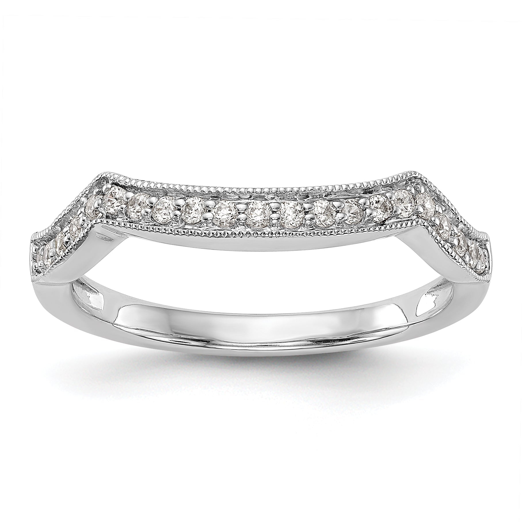 0.17ct. CZ Solid Real 14K White Gold Wedding Wedding Band Ring