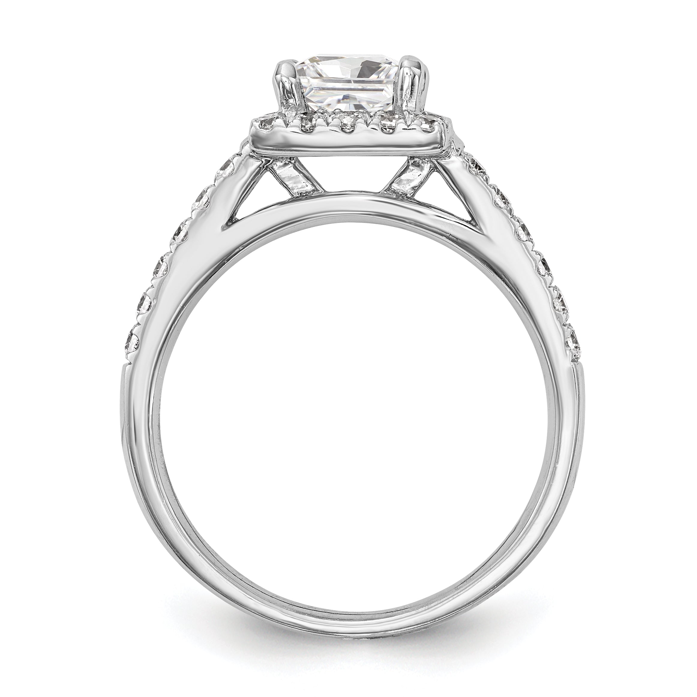 0.25ct. CZ Solid Real 14K White Gold Princess Square Halo Engagement Ring