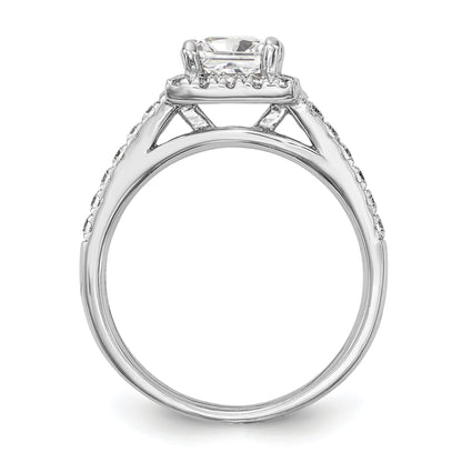 0.25ct. CZ Solid Real 14K White Gold Princess Square Halo Engagement Ring